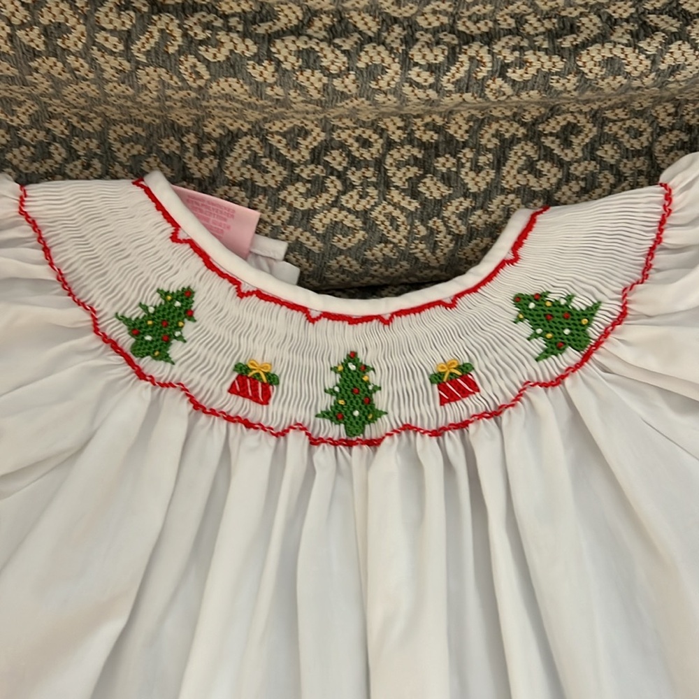 Girls Smocked Christmas Holiday Dress - Picture 2 of 5